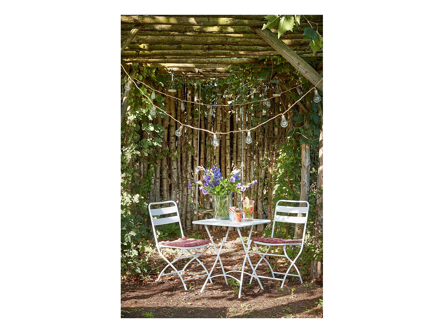 Ensemble de bistrots de jardin en métal - 60 x 60 x 74,5 - Blanc - EVITA