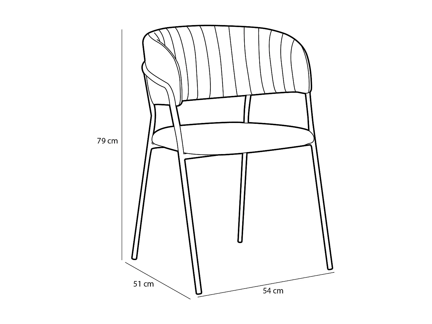 Chaise en velours et métal - 54 x 51 x 79 - Rose - MOONY