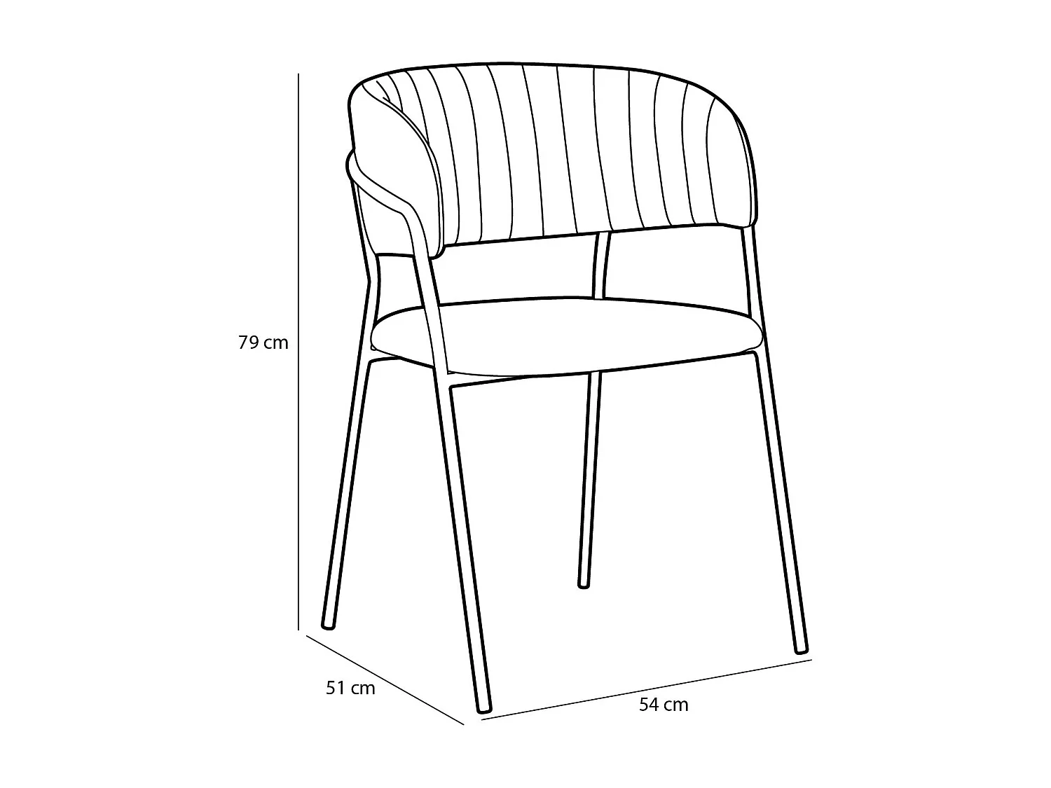 Chaise en velours et métal - 54 x 51 x 79 - Rose - MOONY