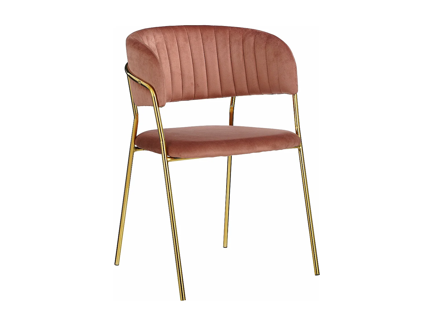 Eetkamerstoel van fluweel en metaal - 54 x 51 x 79 - Roze - MOONY