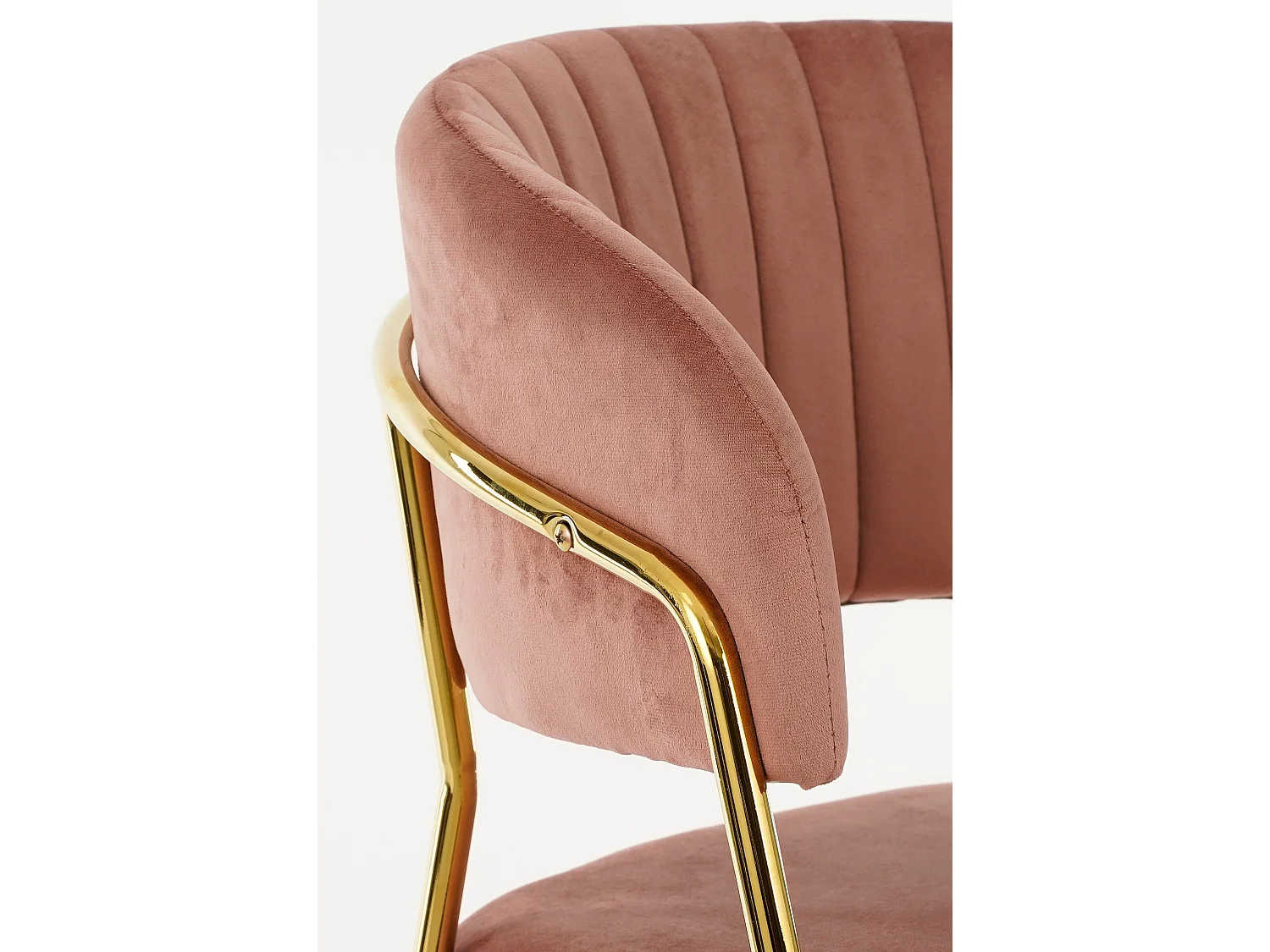 Eetkamerstoel van fluweel en metaal - 54 x 51 x 79 - Roze - MOONY