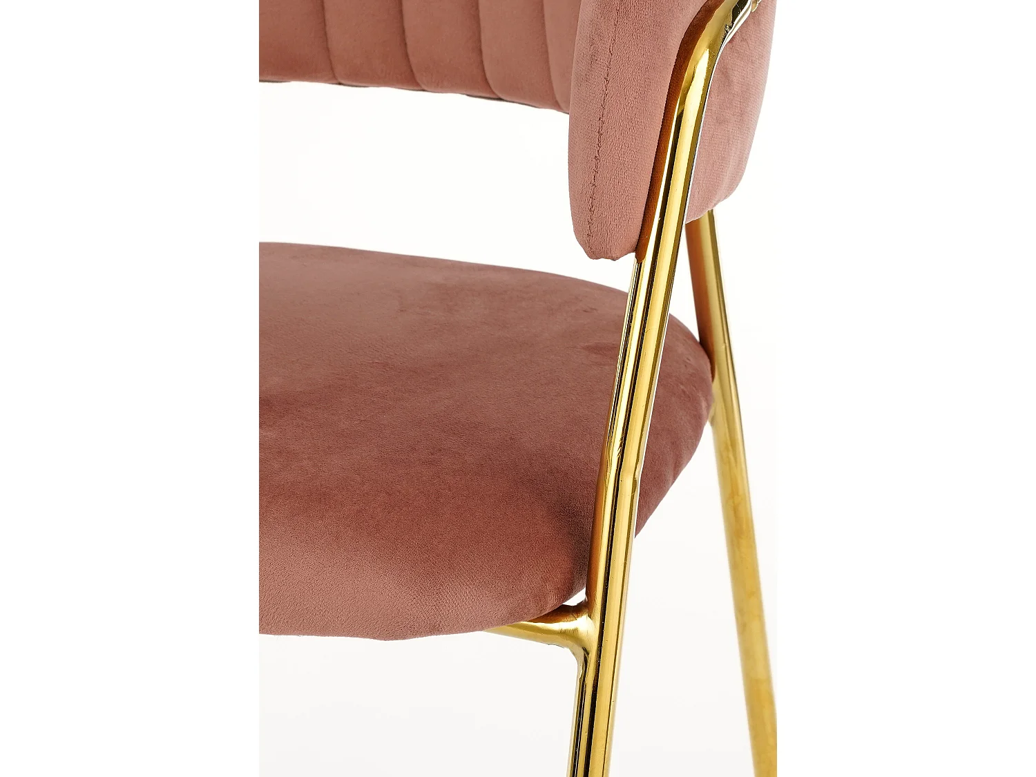 Eetkamerstoel van fluweel en metaal - 54 x 51 x 79 - Roze - MOONY