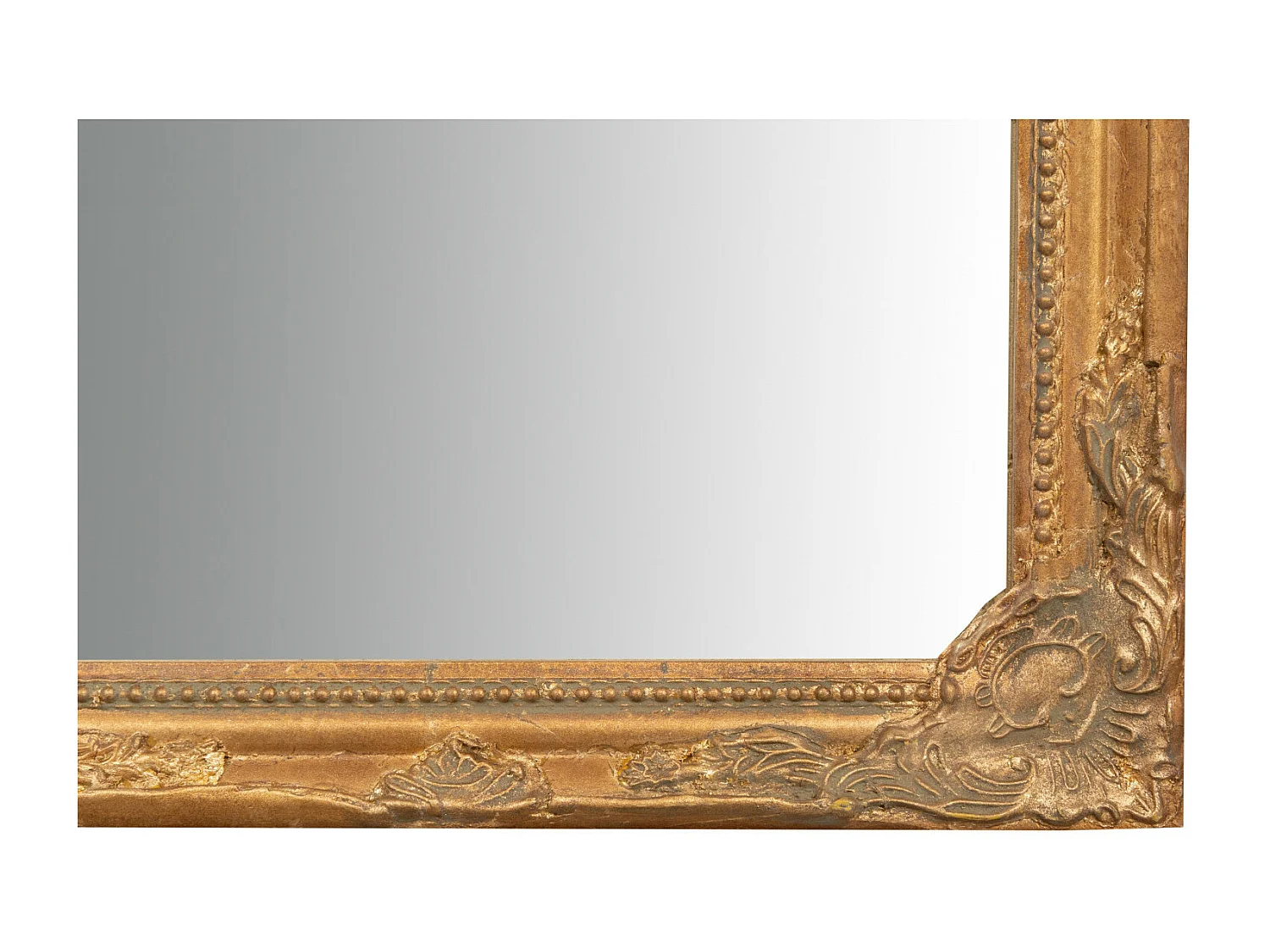 Miroir mural rectangulaire avec finition à la feuille d'or antique - Bois - 35x82 cm