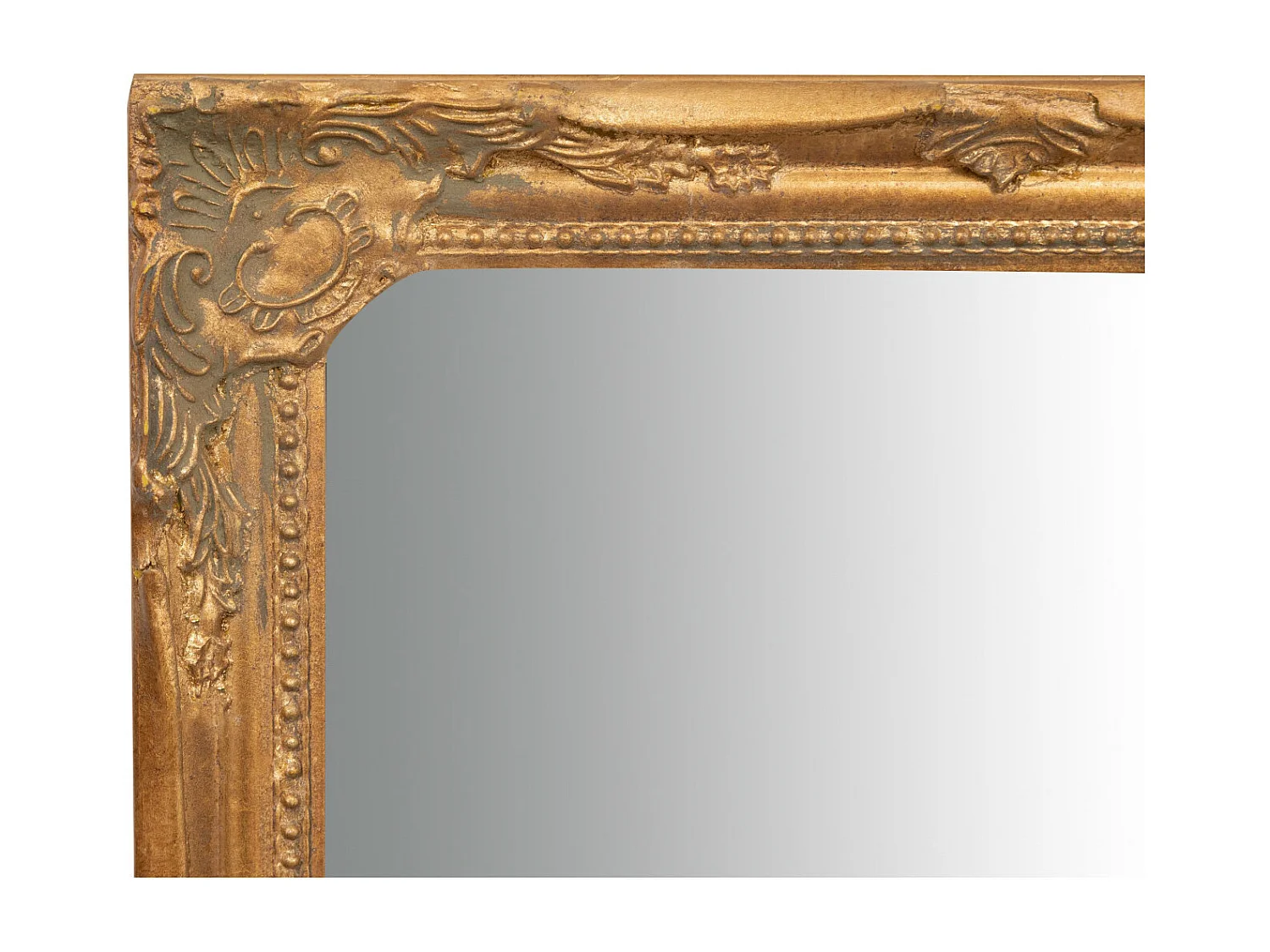 Miroir mural rectangulaire avec finition à la feuille d'or antique - Bois - 35x82 cm