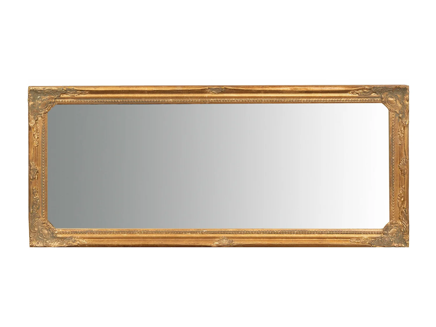 Miroir mural rectangulaire avec finition à la feuille d'or antique - Bois - 35x82 cm