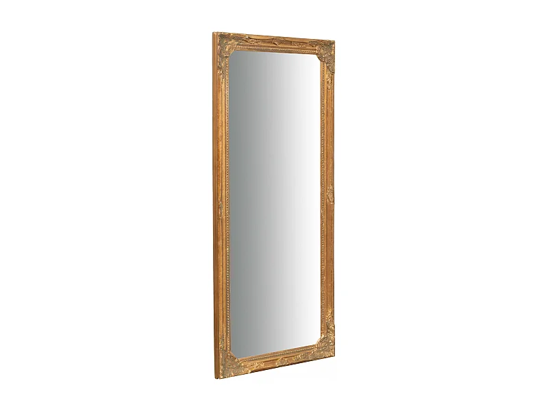 Miroir mural rectangulaire avec finition à la feuille d'or antique - Bois - 35x82 cm