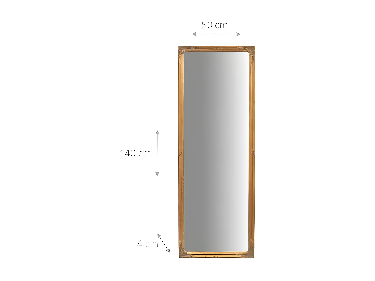 Miroir mural finition or antique - vertical/horizontal - Bois - 50x140 cm