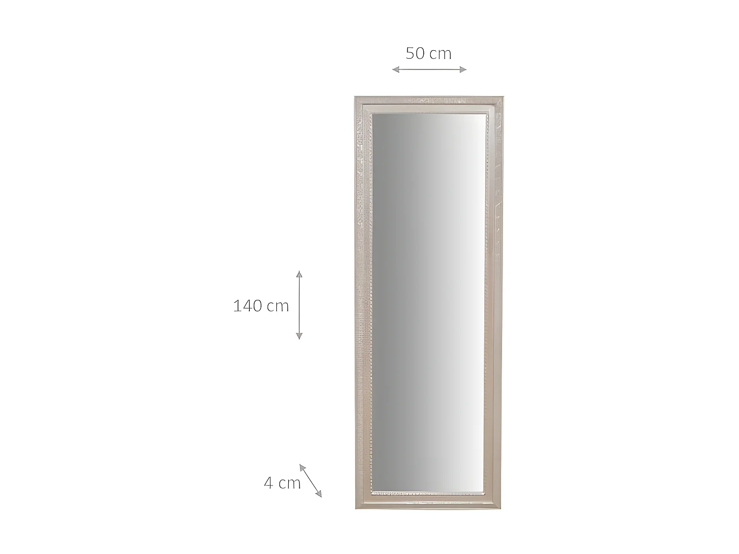 Miroir mural Mystique finition feuille d'argent - Bois - 50x140 cm