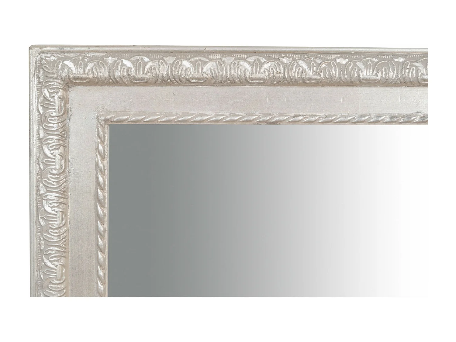 BISCOTTINI Miroir Mural en Bois - Miroir à Suspendre Finition Argent Antique - Miroir Décoratif pour Salon et Salle de Bain - 72x180 cm