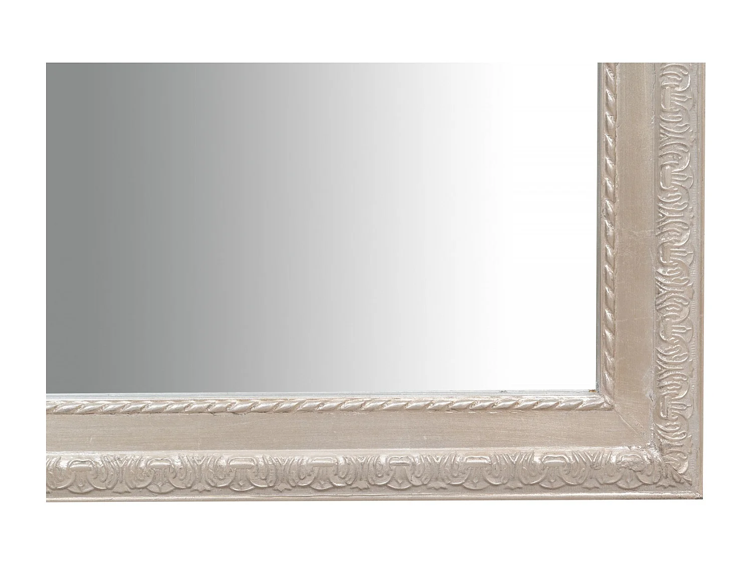 BISCOTTINI Miroir Mural en Bois - Miroir à Suspendre Finition Argent Antique - Miroir Décoratif pour Salon et Salle de Bain - 72x180 cm