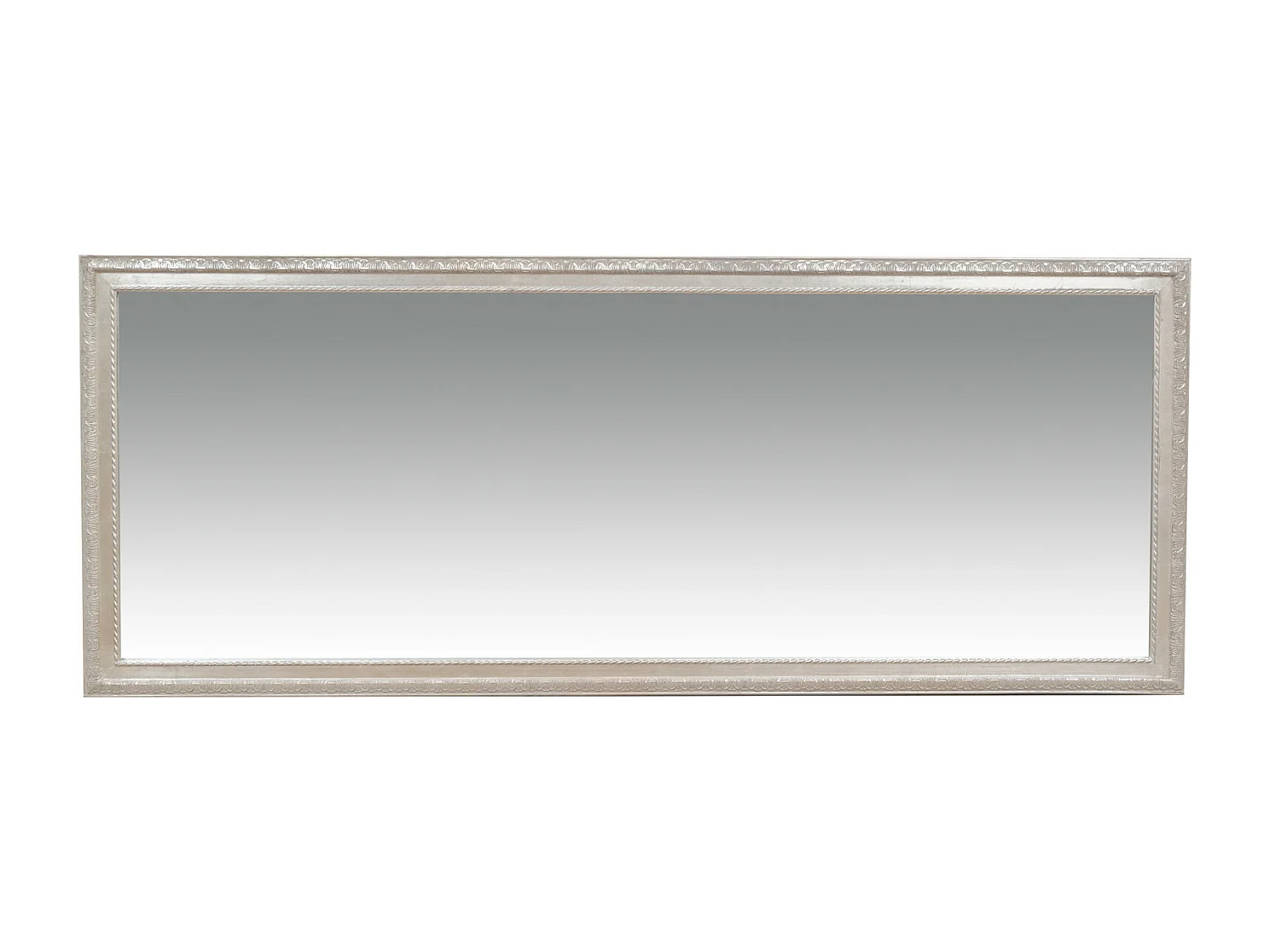 BISCOTTINI Miroir Mural en Bois - Miroir à Suspendre Finition Argent Antique - Miroir Décoratif pour Salon et Salle de Bain - 72x180 cm