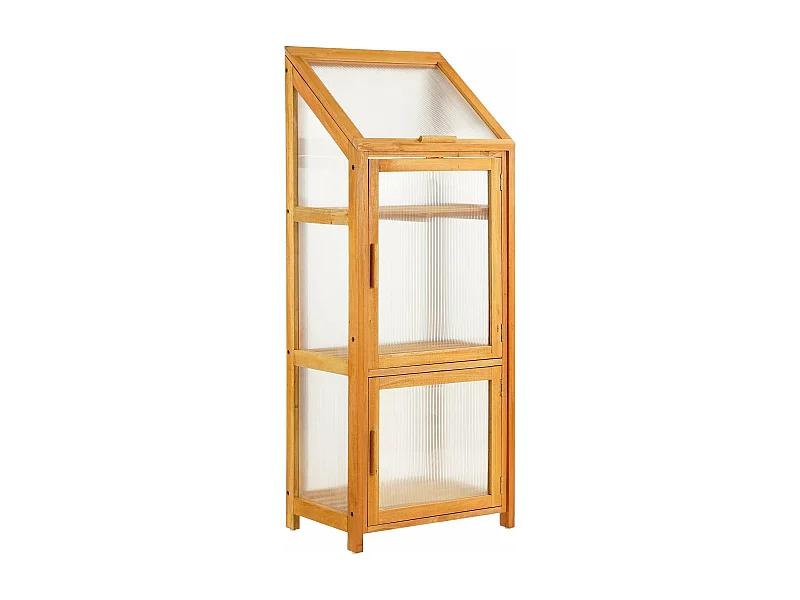 Serre en acajou et polycarbonate et pièces métals - 60 x 42 x 152 - Marron - CAMINIA