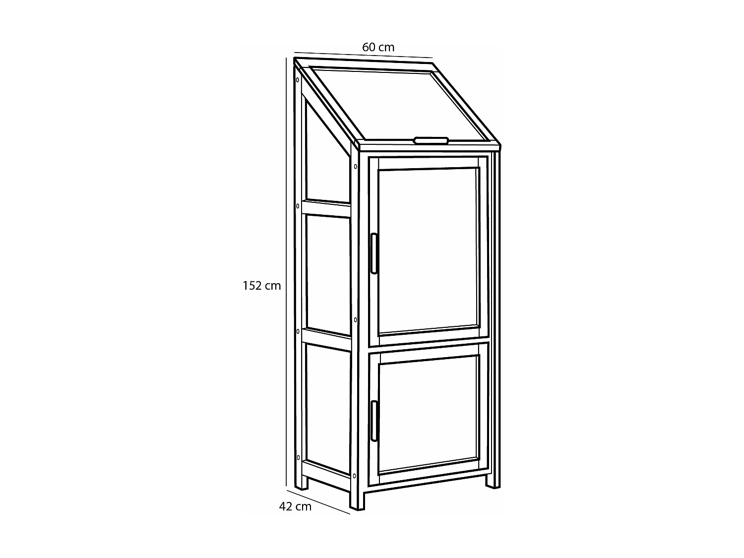 Kweekkas van mahoniehout en policarbonaat en metalen onderdelen - 60 x 42 x 152 - Bruin - CAMINIA