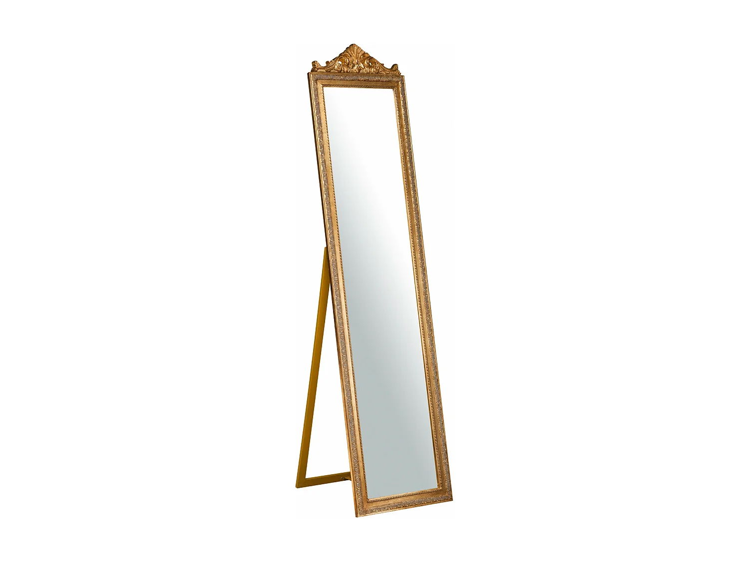 Miroir Reflet au sol avec finition feuille d'or - Bois - 43x178 cm