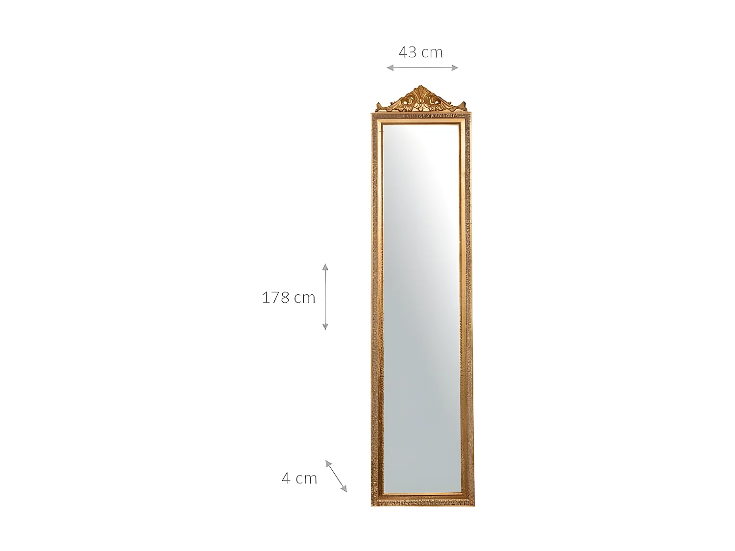 Miroir Reflet au sol avec finition feuille d'or - Bois - 43x178 cm