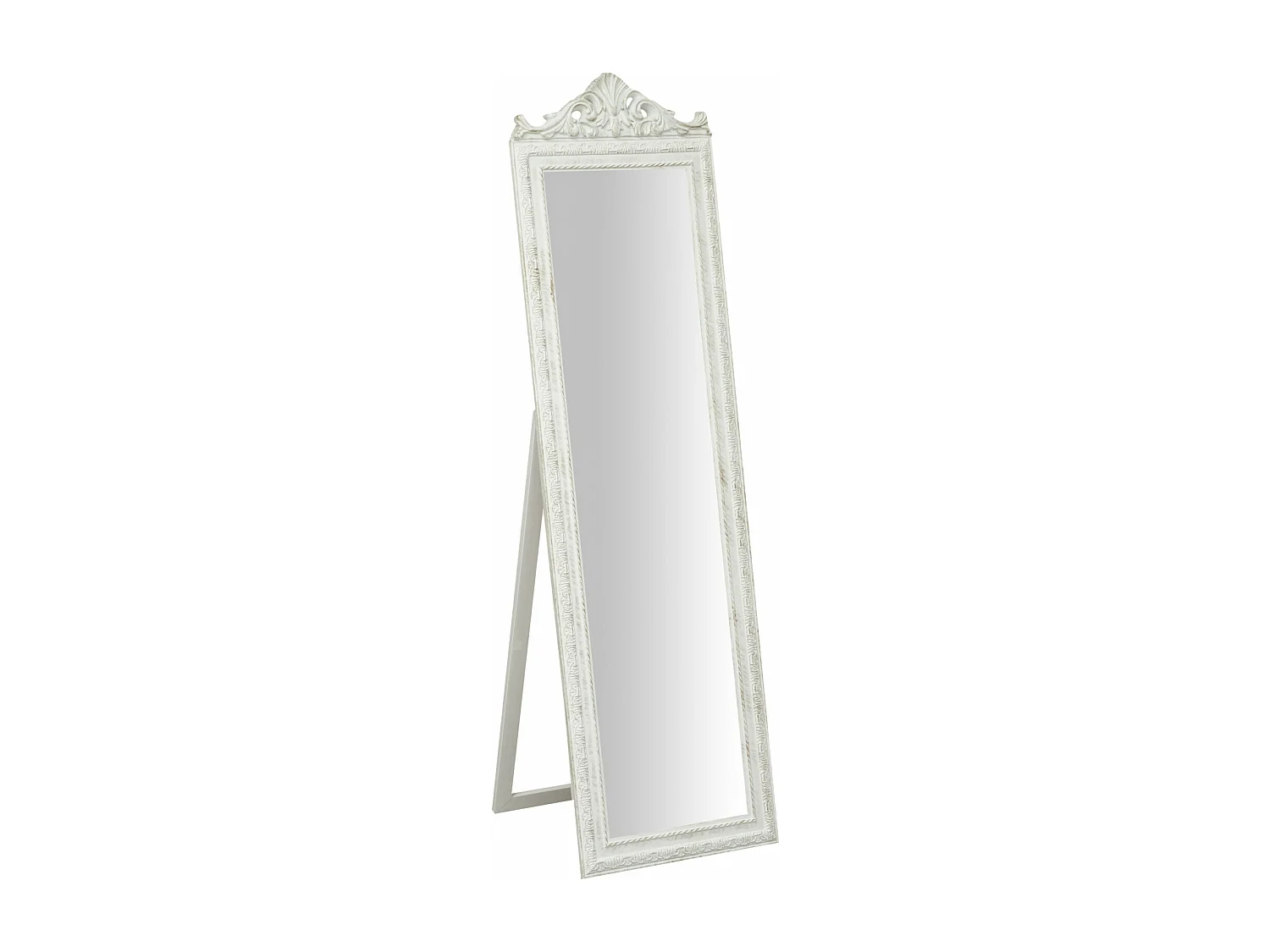 Miroir Reflet au sol avec finition blanc antique - Bois - 40x140 cm