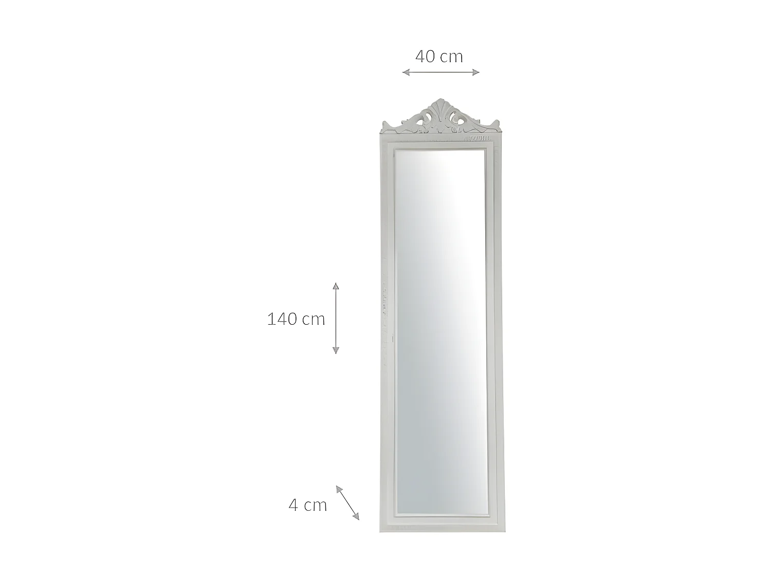 Miroir Reflet au sol avec finition blanc antique - Bois - 40x140 cm