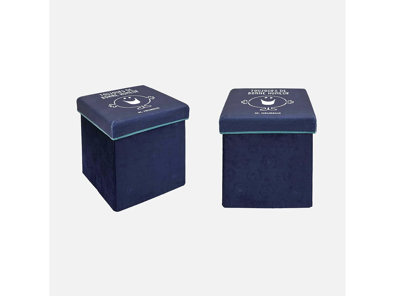 Lote de 2 taburetes infantiles - mr. Feliz azul marino