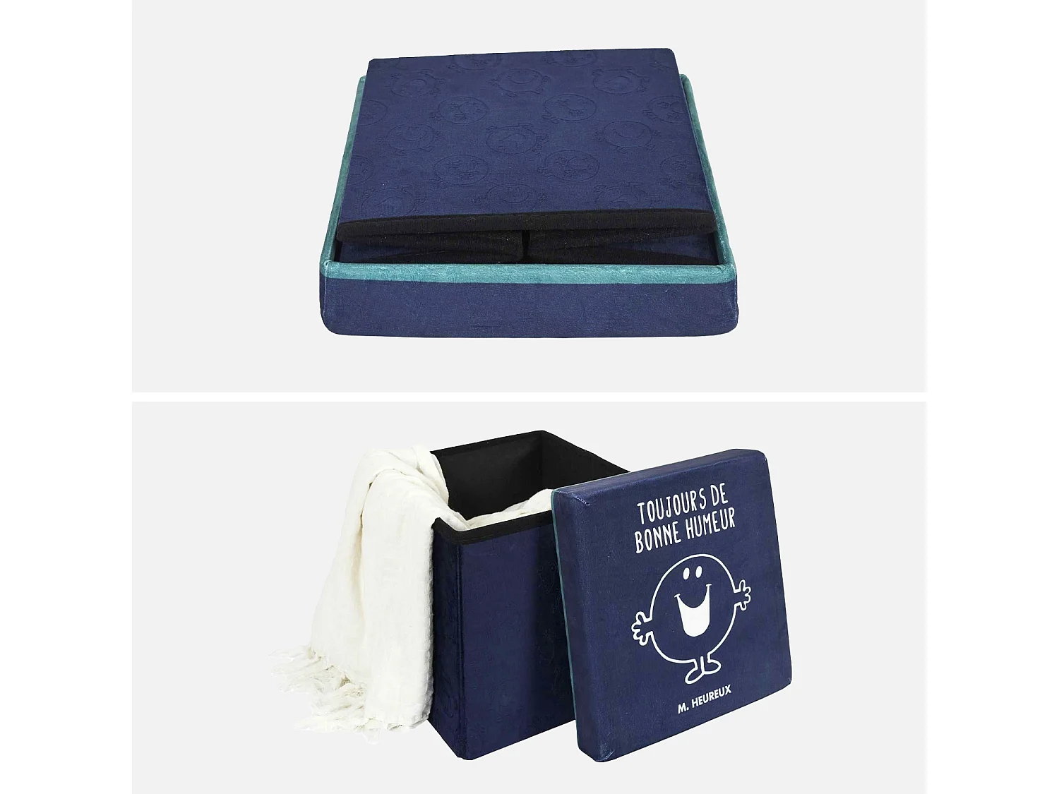 Lote de 2 taburetes infantiles - mr. Feliz azul marino