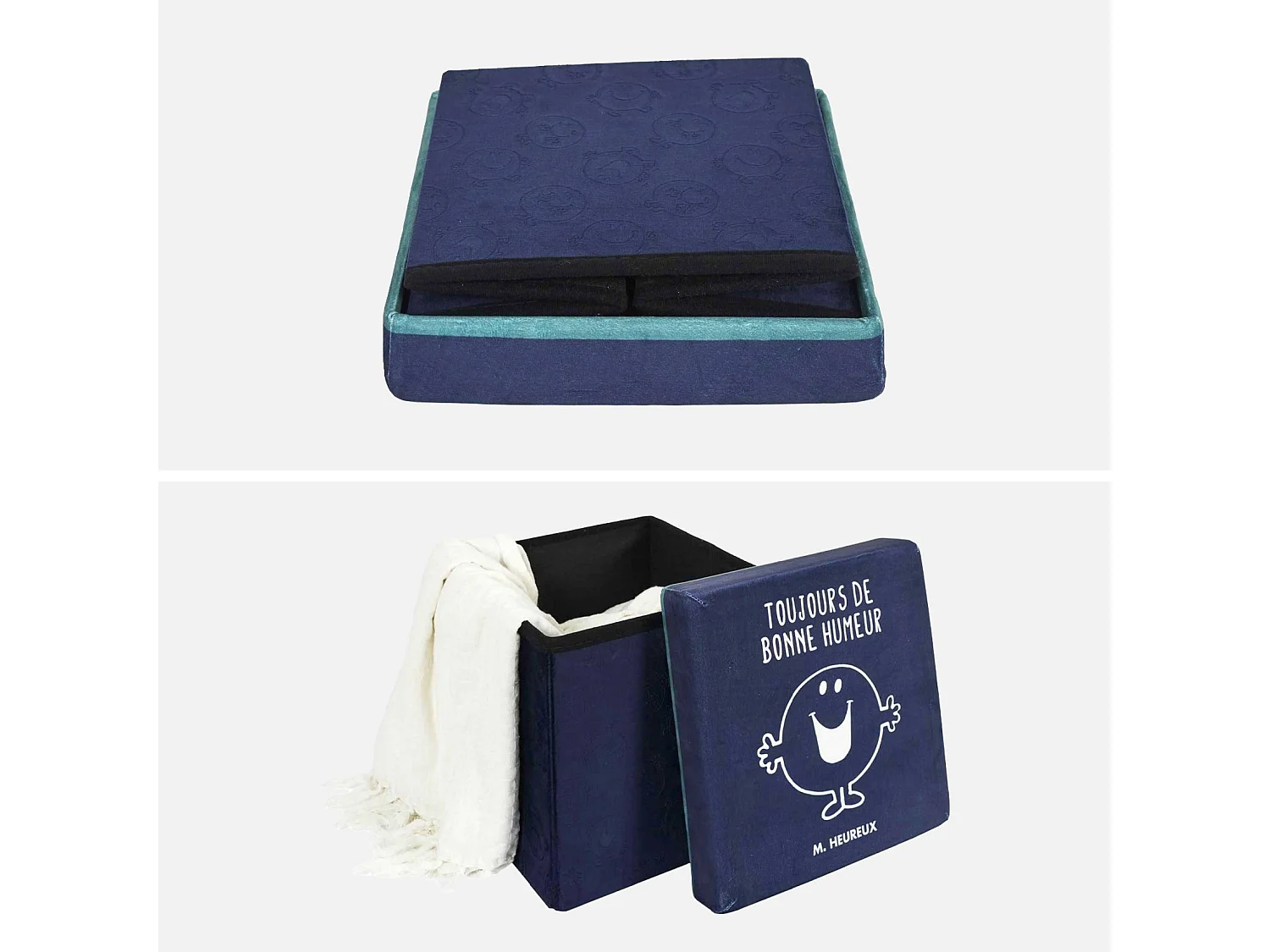 Lote de 2 taburetes infantiles - mr. Feliz azul marino