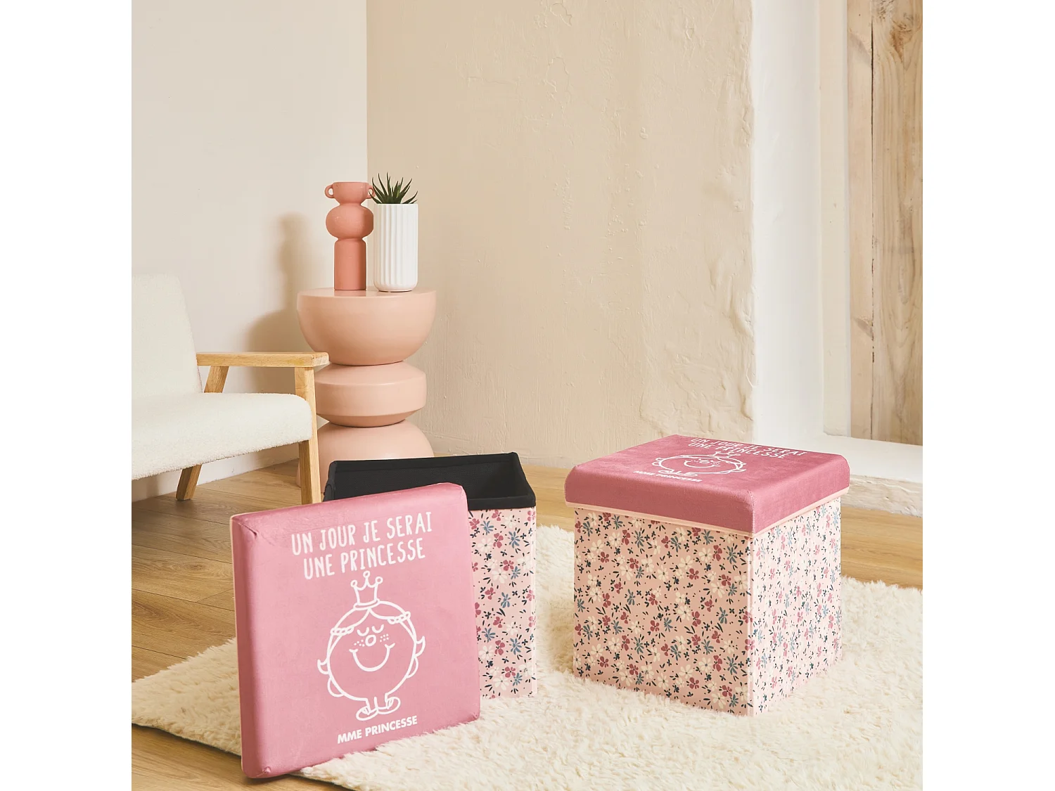Lote de 2 taburetes infantiles - miss princesa rosa