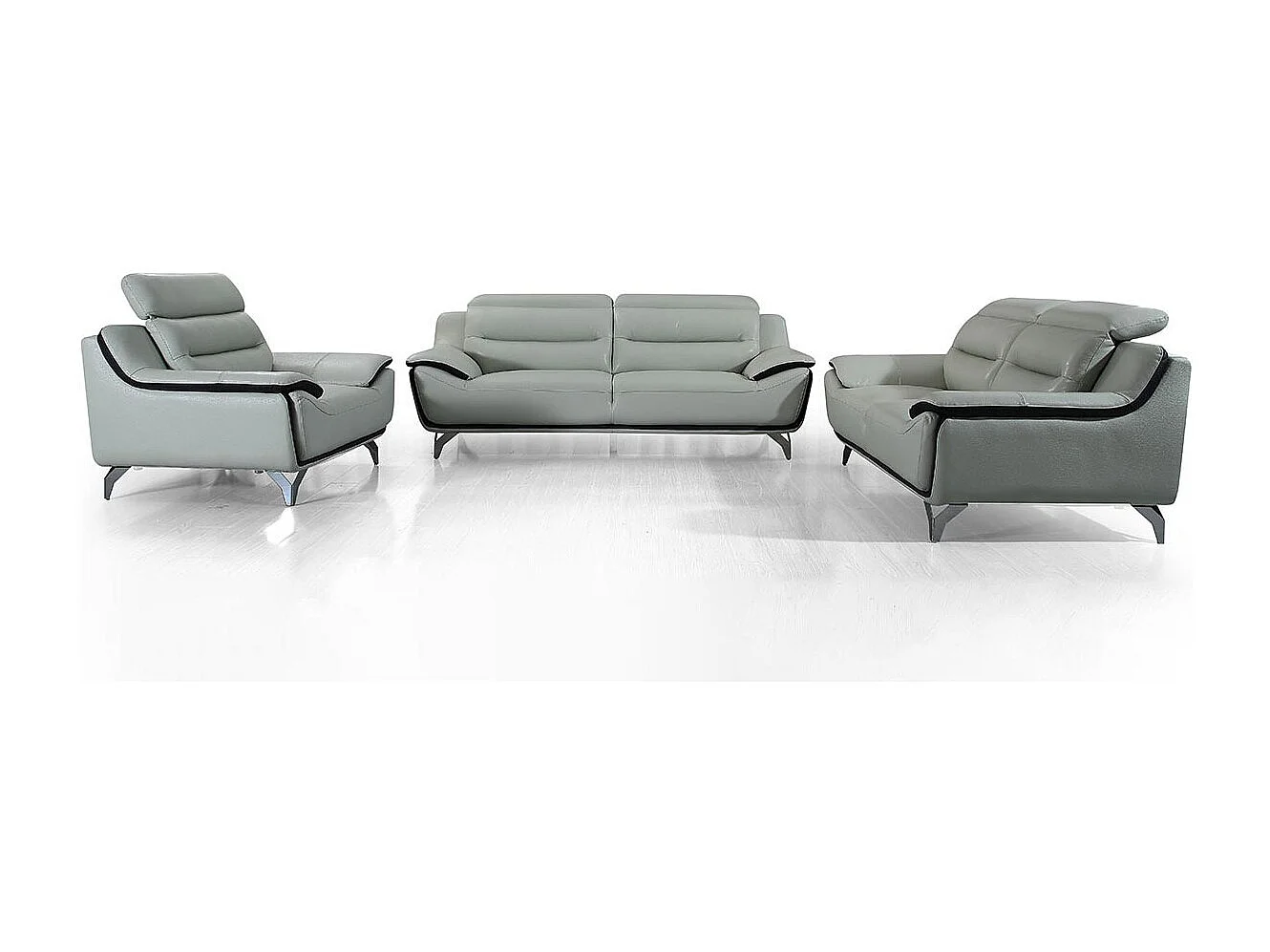 Fauteuil cuir Design JUDE Gris perle