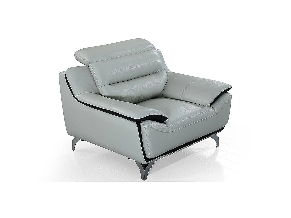 Fauteuil cuir Design JUDE Gris perle