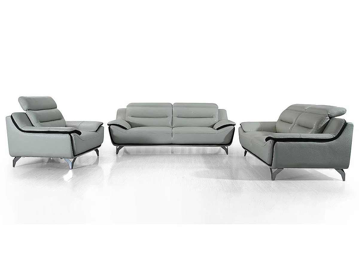 Fauteuil cuir Design JUDE Gris perle