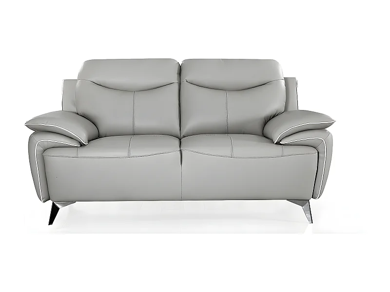 Canapé 2 places Cuir MAEL Gris - Angle Droit