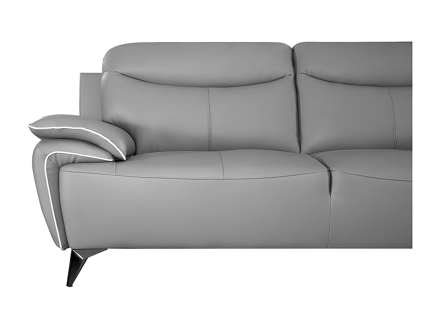 Canapé 2 places Cuir MAEL Gris - Angle Droit