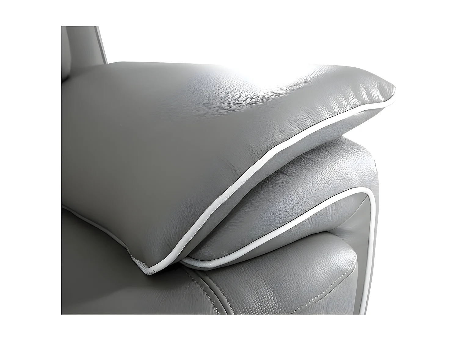 Canapé 2 places Cuir MAEL Gris - Angle Droit