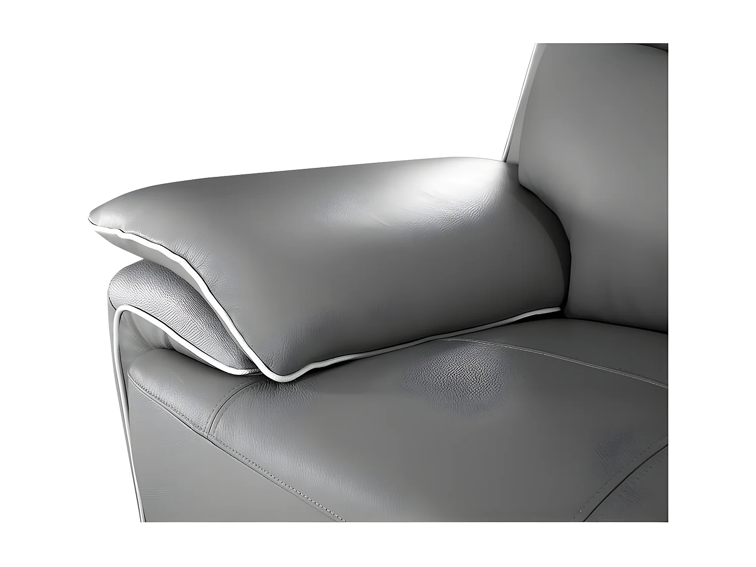 Canapé 2 places Cuir MAEL Gris - Angle Droit