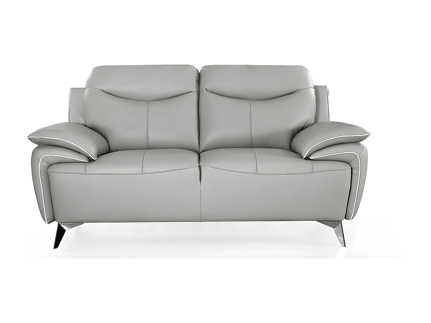 Canapé 2 places Cuir MAEL Gris - Angle Droit