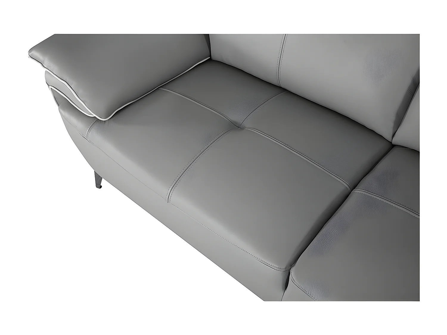 Canapé 2 places Cuir MAEL Gris - Angle Droit