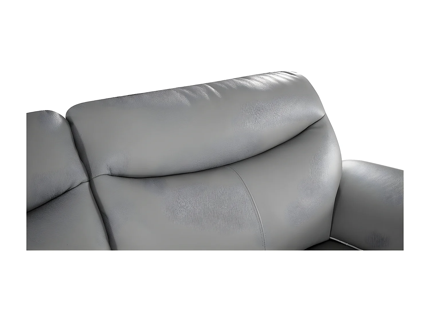 Canapé 2 places Cuir MAEL Gris - Angle Droit