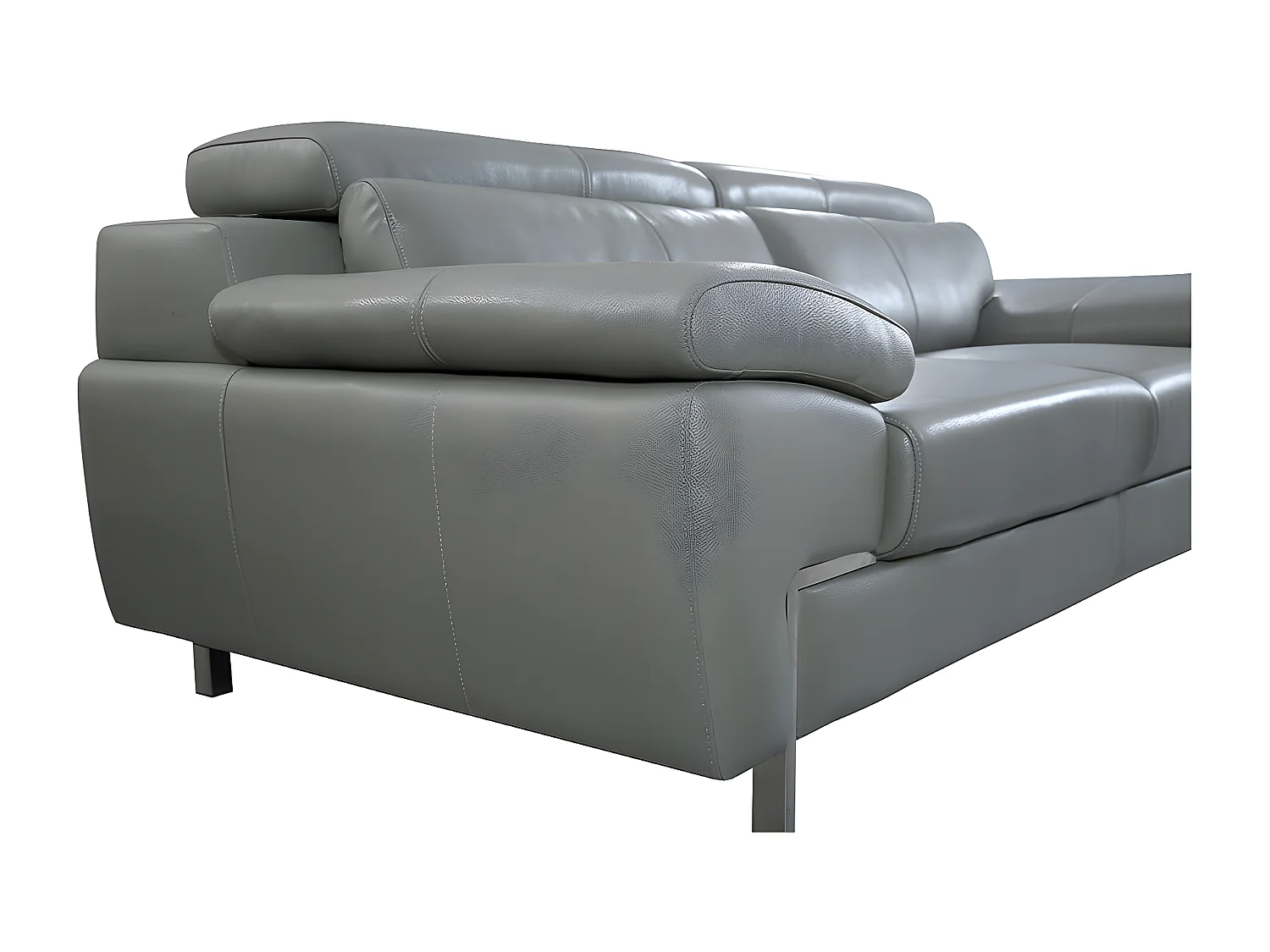 Canapé 2 places Cuir KARE Gris - Angle Droit