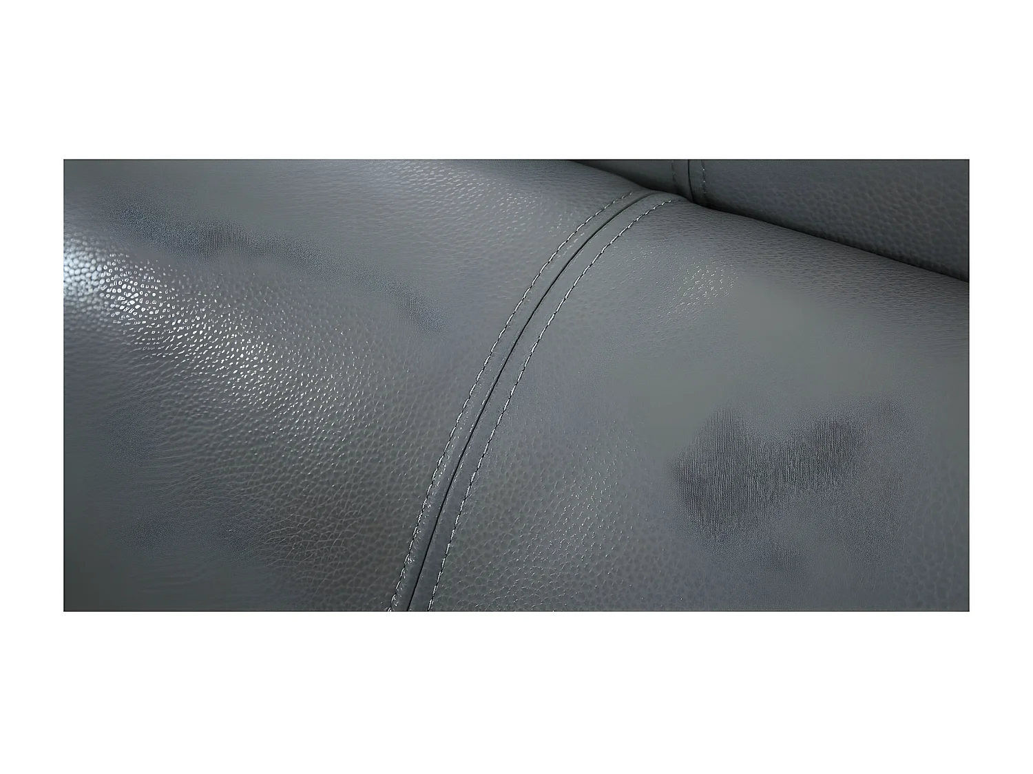 Canapé 2 places Cuir KARE Gris - Angle Droit