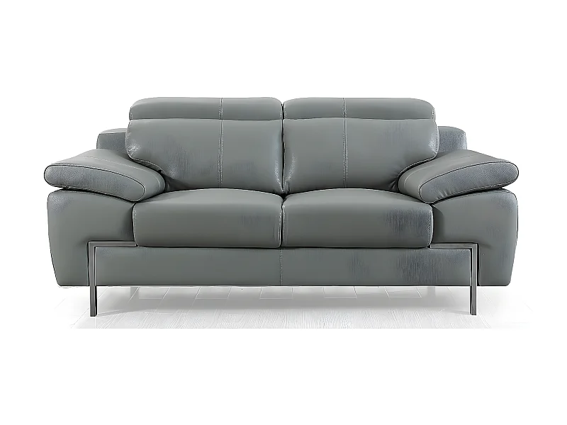 Canapé 2 places Cuir KARE Gris - Angle Droit