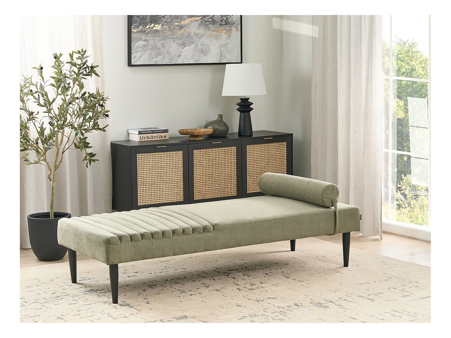 Chaise longue MAURIAC Tissu Vert