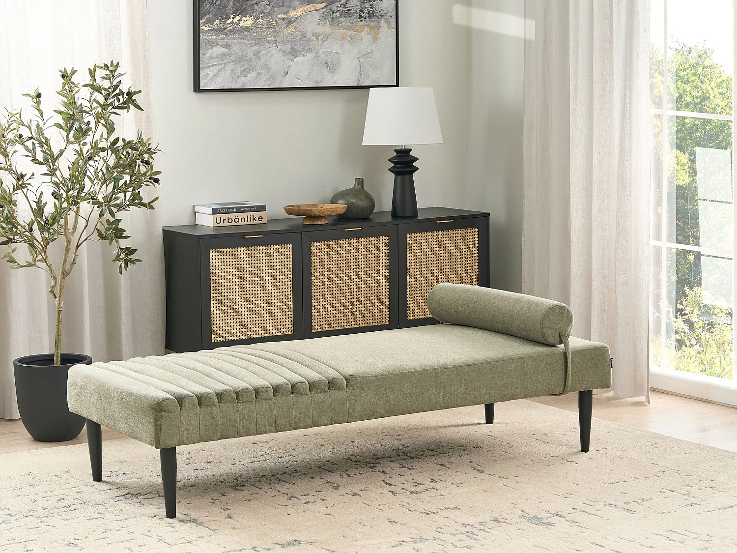 Chaise longue MAURIAC Tissu Vert
