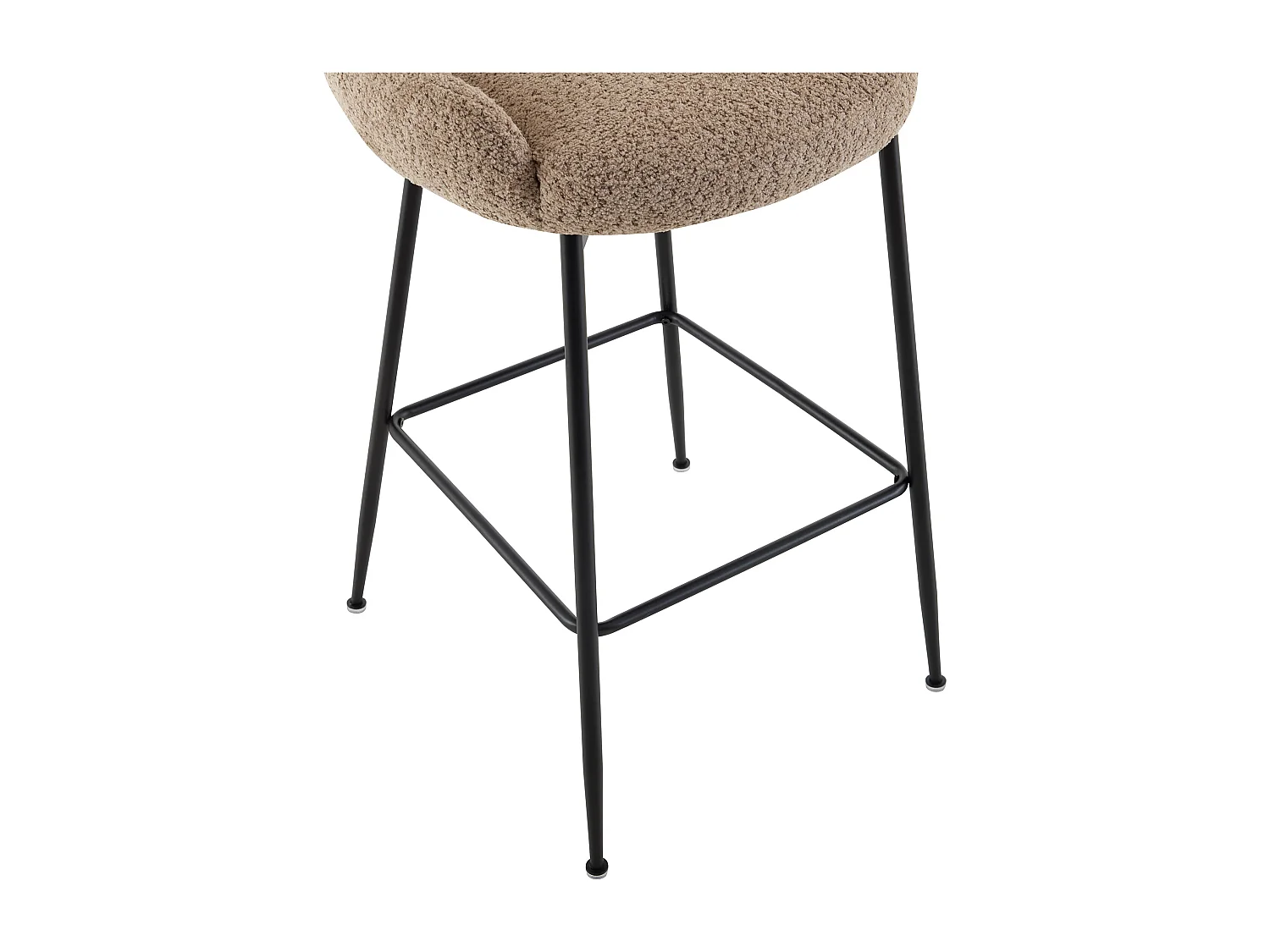 Lot de 2 tabourets de bar en tissu bouclette et métal noir - Taupe - TOYBA de Pascal Morabito
