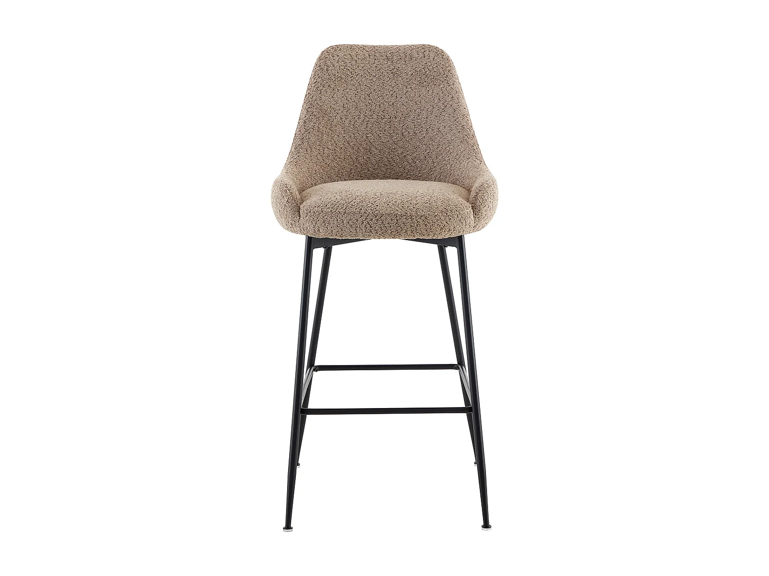 Lot de 2 tabourets de bar en tissu bouclette et métal noir - Taupe - TOYBA de Pascal Morabito