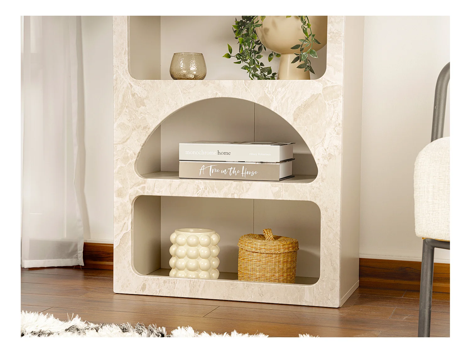 Etagère avec 5 niches - Effet marbre beige - LUELA