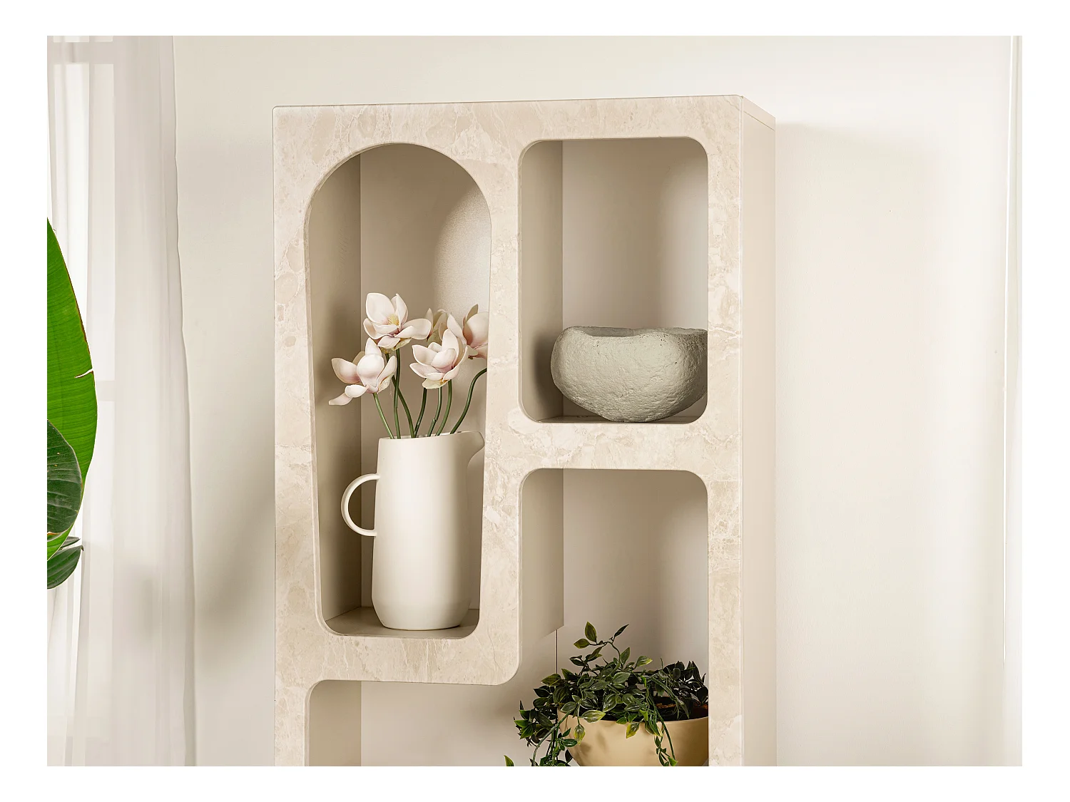 Estantería con 5 estantes - Efecto mármol beige - LUELA