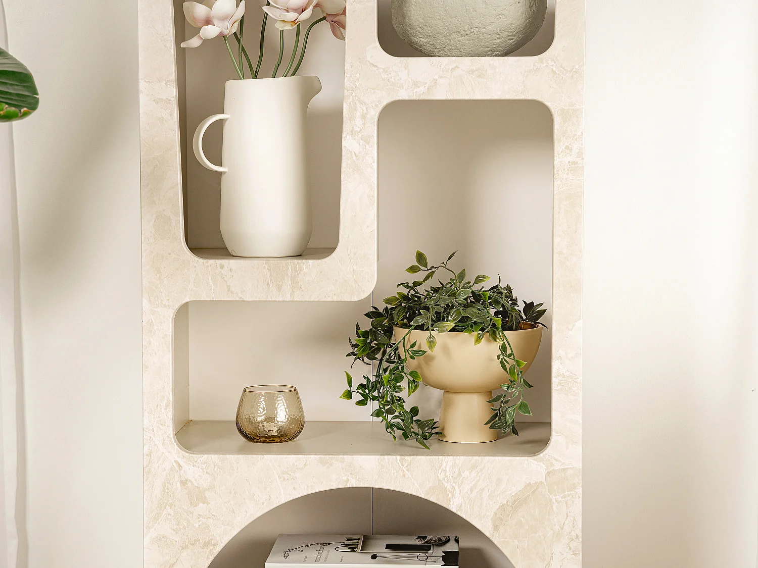 Etagère avec 5 niches - Effet marbre beige - LUELA
