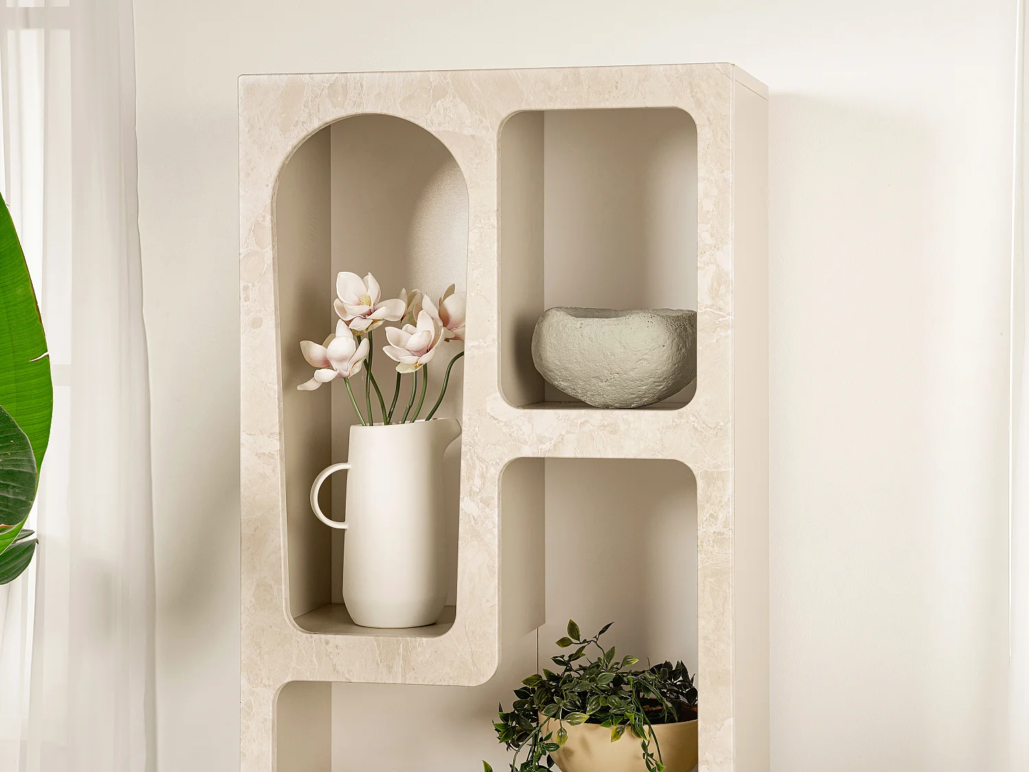 Etagère avec 5 niches - Effet marbre beige - LUELA