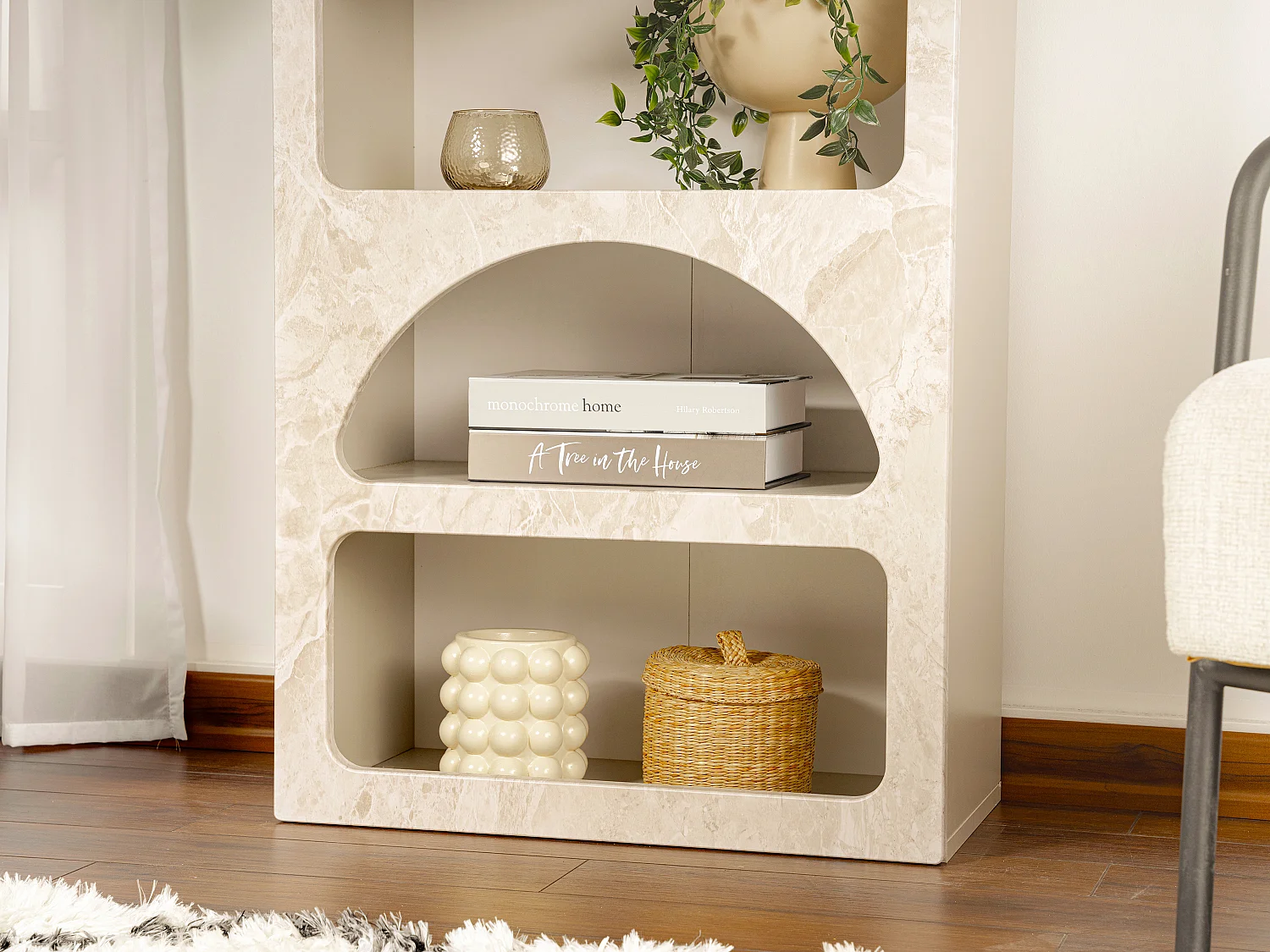 Etagère avec 5 niches - Effet marbre beige - LUELA