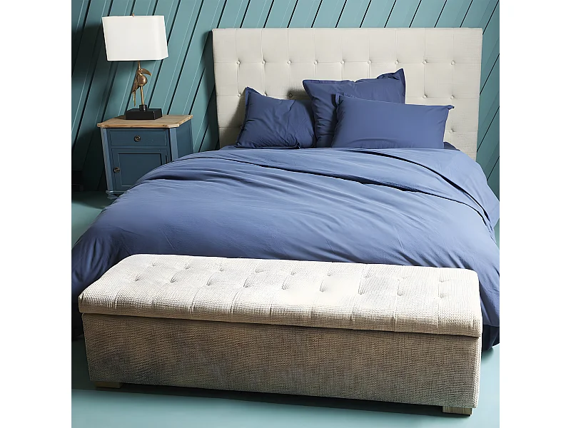 Banqueta con Cofre y Revestimiento Tramado de lino L140 x H44cm - Vatican