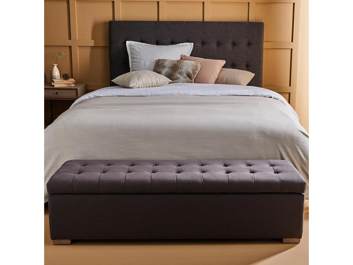 Banco cofre de madera con revestimiento de tela Gris Vaticano