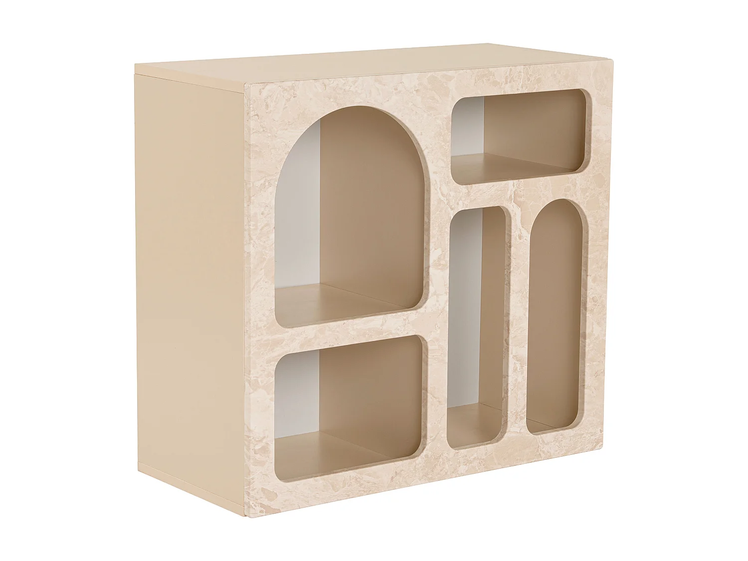Wandkonsole mit 5 Fächern - Marmor-Optik Beige - LUELA